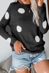 Fashion Sweet Dot Patchwork O Neck Sweaters